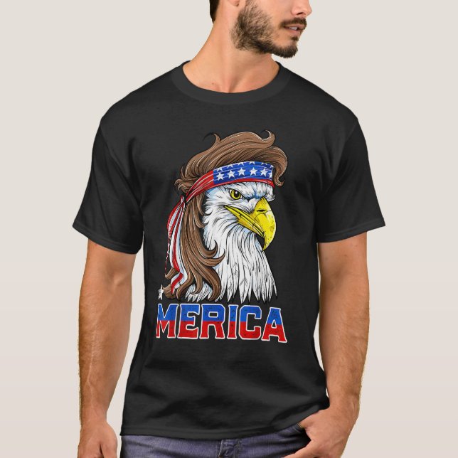 T-shirt Eagle Mullet Merica Hommes 4 juillet drapeau améri (Devant)