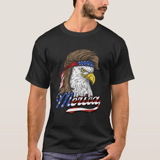 T-shirt Eagle Mullet Merica Hommes 4 juillet drapeau améri (Devant)