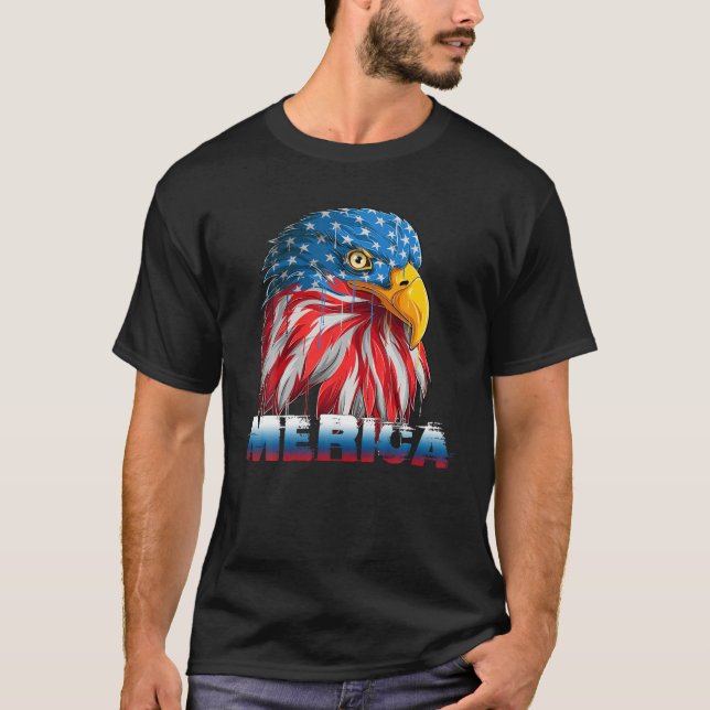 T-shirt Eagle Mullet Merica Hommes 4 juillet drapeau améri (Devant)
