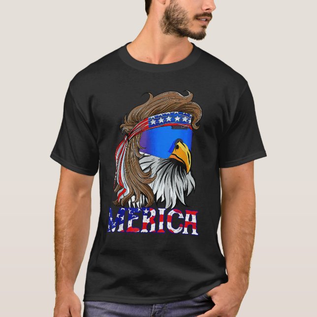 T-shirt Eagle Mullet Sunglasses Merica 4th Of July USA Ame (Devant)