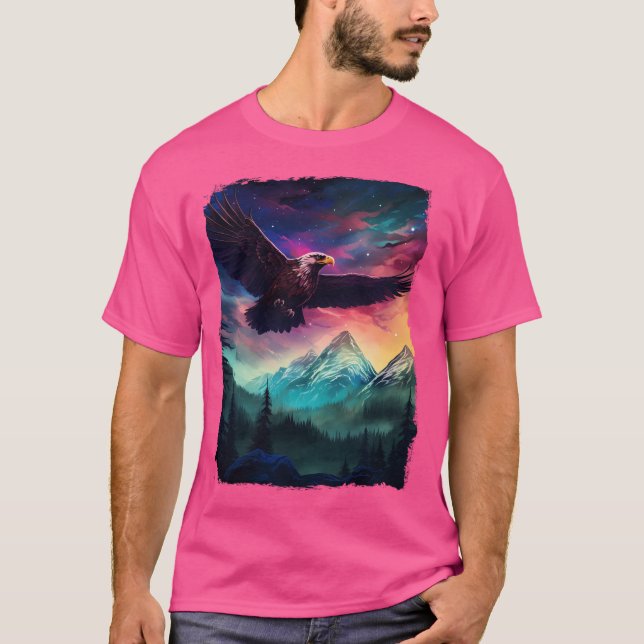 T-shirt Eagle Northern Light Aurora Borealis Paysage Mont (Devant)