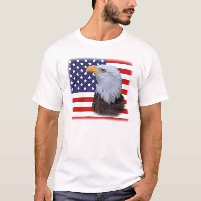 T-shirt Eagle patriotique et drapeau des Etats-Unis (Devant)