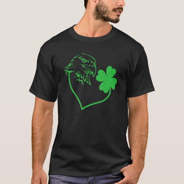 T-shirt Eagle Shamrock Heart C Leaf St Patrick's Day (Devant)