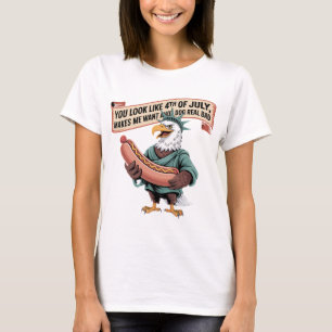 T-shirt Eagle Statue Hot Dog 4 juillet Humour