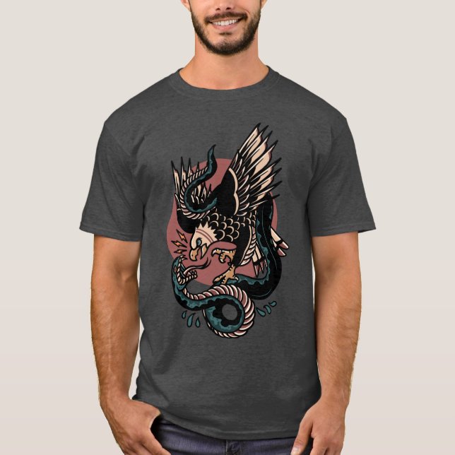 T-shirt Eagle Versus Snakeraditionalattoo funny (Devant)
