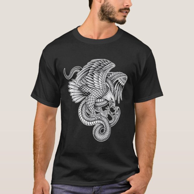 T-shirt Eagle X Serpent Serpent Blackwork (Devant)