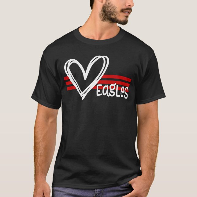 T-shirt Eagles Fierté Équipes École Esprit Sport Coeur rou (Devant)