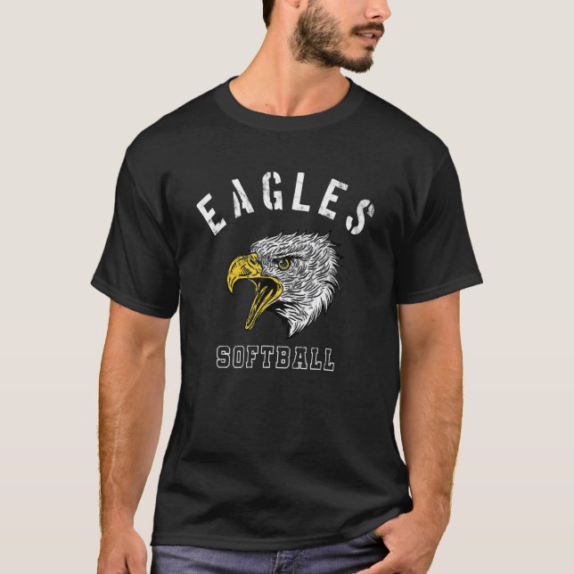 T-shirt Eagles Softball School Spirit Team Mascot Game Nig (Devant)