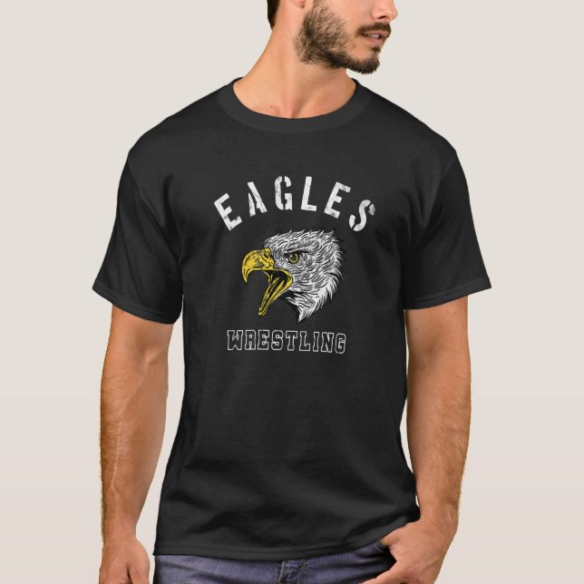 T-shirt Eagles Wrestling School Spirit Team Mascot Game Ni (Devant)