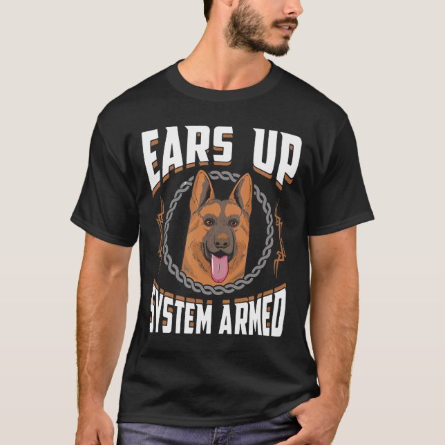 T-shirt Ears Up System Armed   German Shepherd  (Devant)