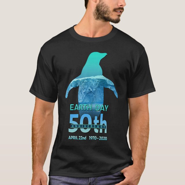 T-shirt Earth Day 50th Anniversary Penguin Silhouette (Devant)