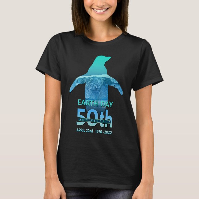 T-shirt Earth Day 50th Anniversary Penguin Silhouette (Devant)