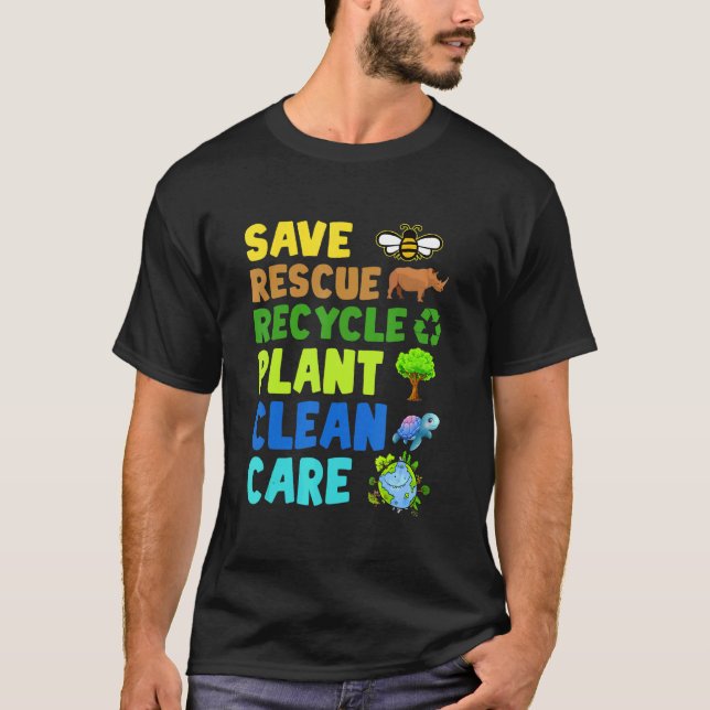 T-shirt Earth Day Environmental Protection Save Bees Rescu (Devant)