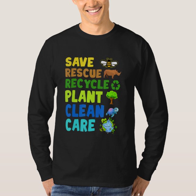 T-shirt Earth Day Environmental Protection Save Bees Rescu (Devant)
