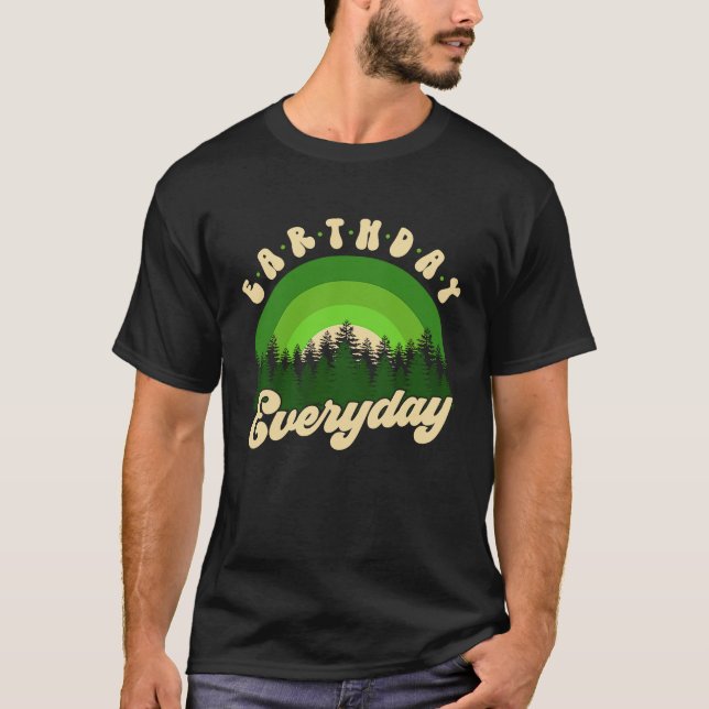 T-shirt Earth Day Everyday Retro Groovy Rainbow Save Envir (Devant)