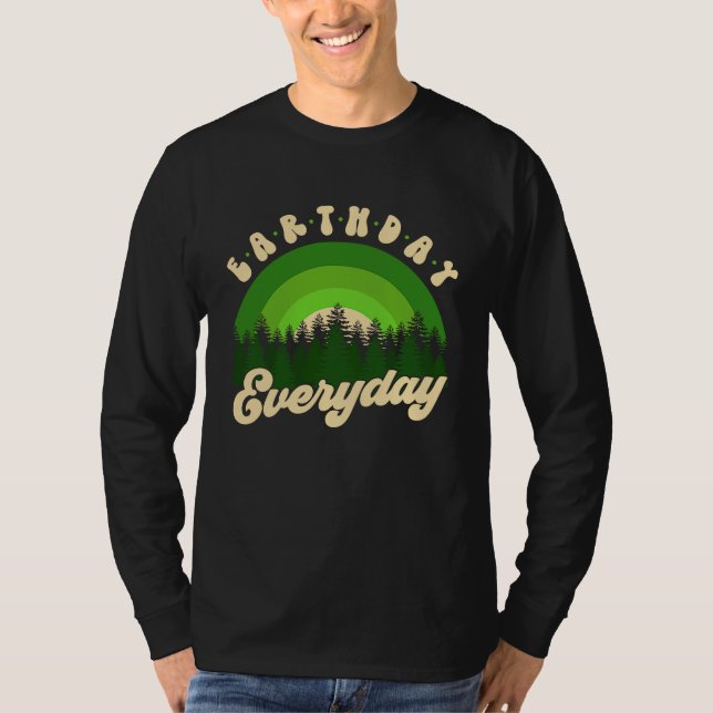 T-shirt Earth Day Everyday Retro Groovy Rainbow Save Envir (Devant)