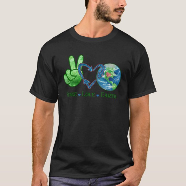 T-shirt Earth Day Peace Love Earth World Peace (Devant)