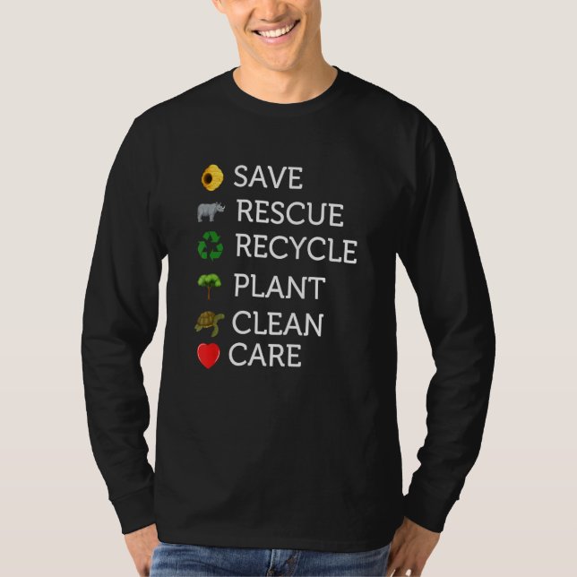 T-shirt Earth Day Save rescue Plant Clean Care Turtle Anim (Devant)