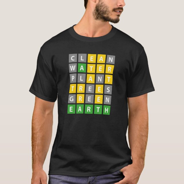 T-shirt Earth Day Word Game Clean Water Plant Trees Enviro (Devant)