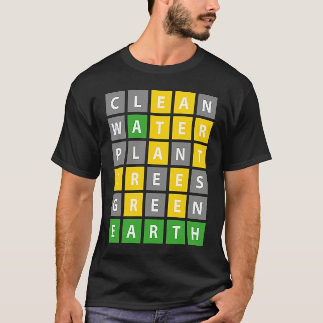 T-shirt Earth Day Word Game Clean Water Plant Trees Enviro (Devant)