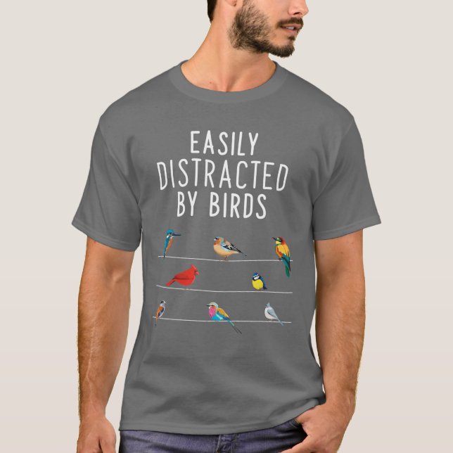 T-shirt Easily Distracted By Birds vintage (Devant)
