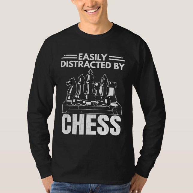 T-shirt Easily Distracted By Chess  Sports Player Coach Gr (Devant)