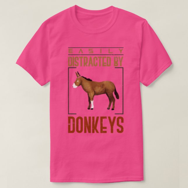 T-shirt Easily Distracted By Donkeys (Design devant)