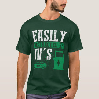 T-shirt Easily Distracted By EVs Electric Car EV Driver gi