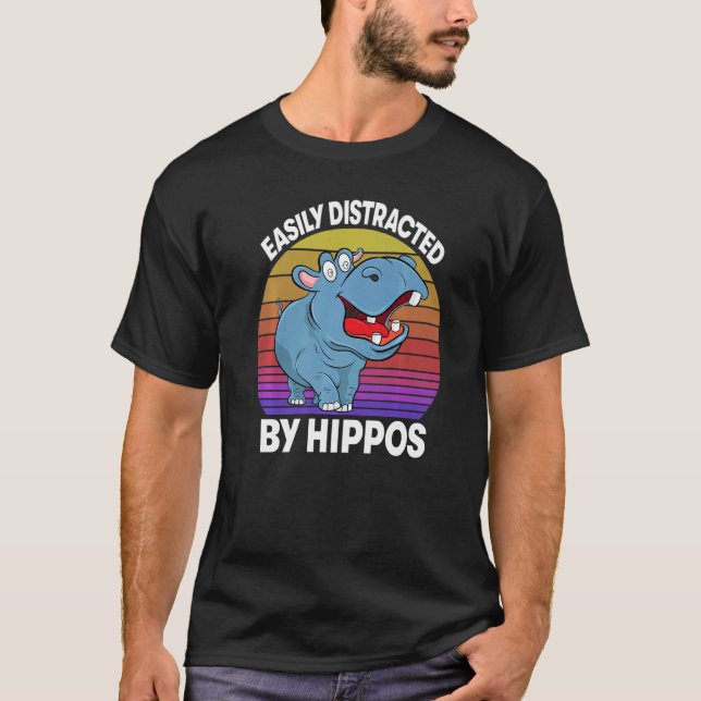 T-shirt Easily Distracted By Hippo  Women Hippopotamus Par (Devant)