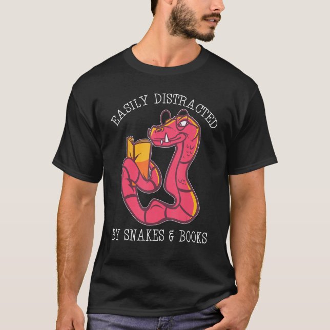 T-shirt Easily Distracted By Snake And Books Python Viper  (Devant)