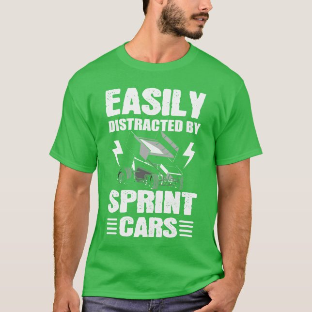 T-shirt Easily Distracted By Sprint Cars Sprint Car Racing (Devant)