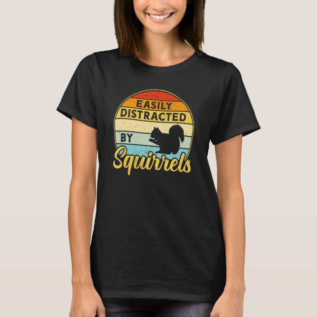 T-shirt Easily Distracted By Squirrels Retro Sunset Women' (Devant)