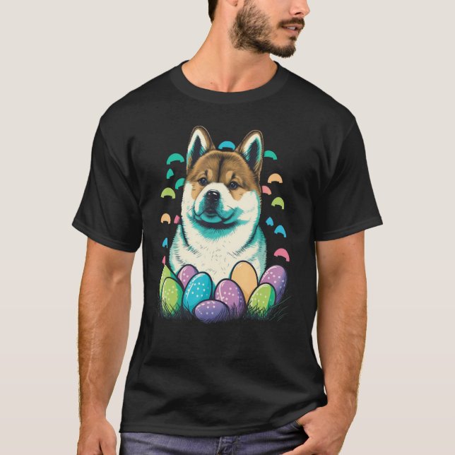 T-shirt Easter Akita Inu Bunny Eggs Dog on Easter Akita In (Devant)