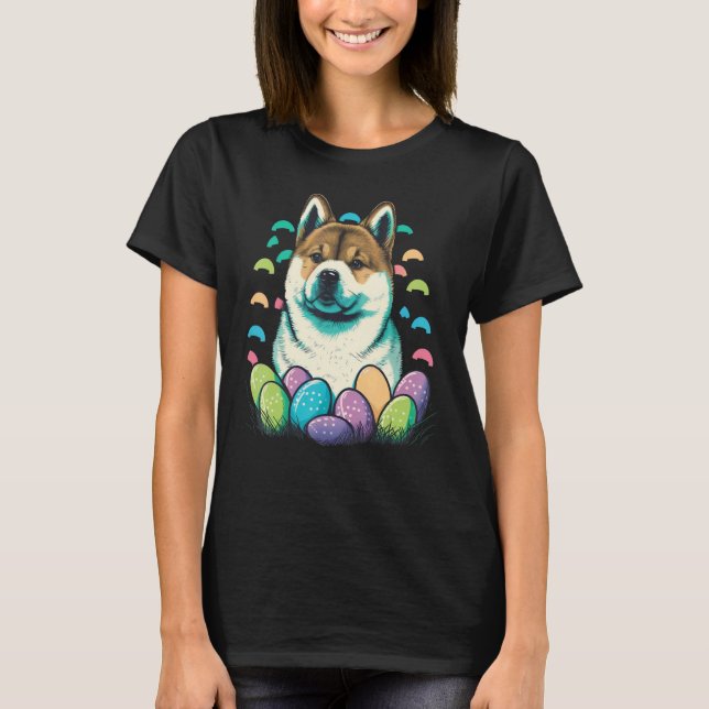 T-shirt Easter Akita Inu Bunny Eggs Dog on Easter Akita In (Devant)
