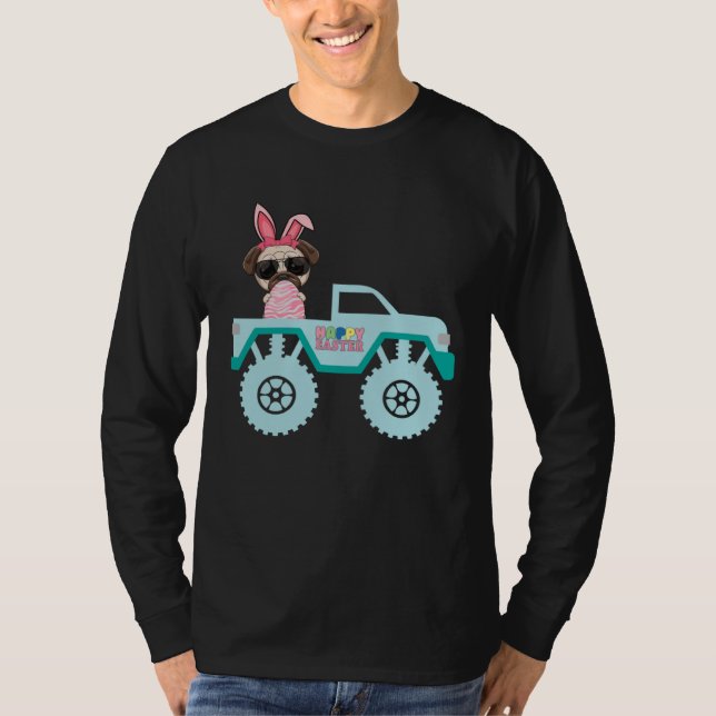 T-shirt Easter Bearded Dragon Bunny Riding Monster Truck T (Devant)