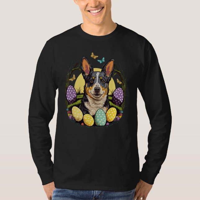T-shirt Easter Blue Heeler Bunny Dog on Easter Australian  (Devant)