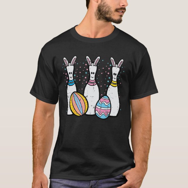 T-shirt Easter Bowling Egg Hunting  Bowler Men Women Kids  (Devant)