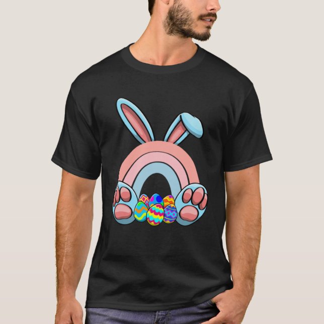 T-shirt Easter Bunnies Rainbow Nature Women Easter Day Egg (Devant)