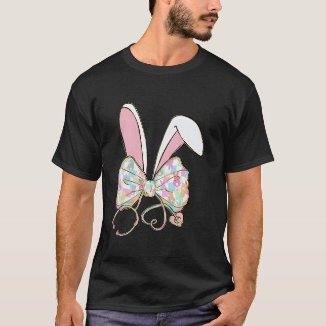 T-shirt Easter Bunny Nurse Stethoscope Bow Doctor Rabbit C (Devant)