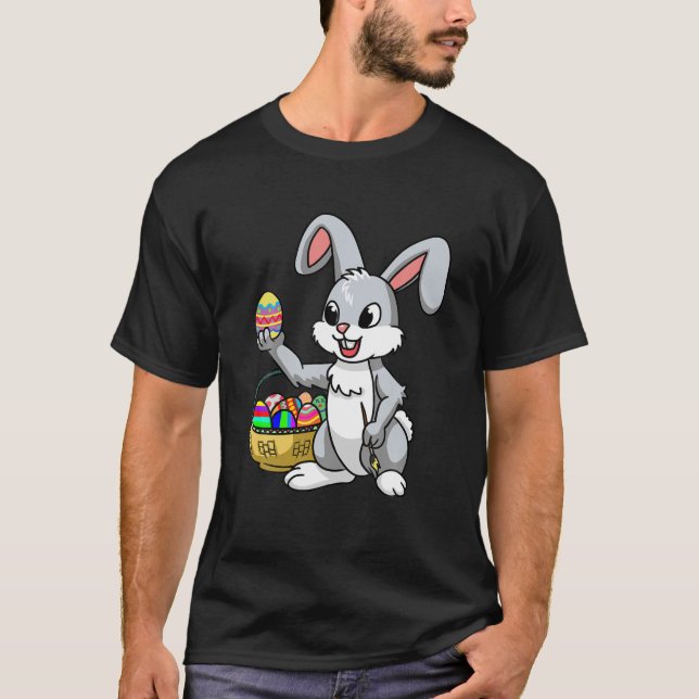 T-shirt Easter Bunny Painting Eggs (Devant)