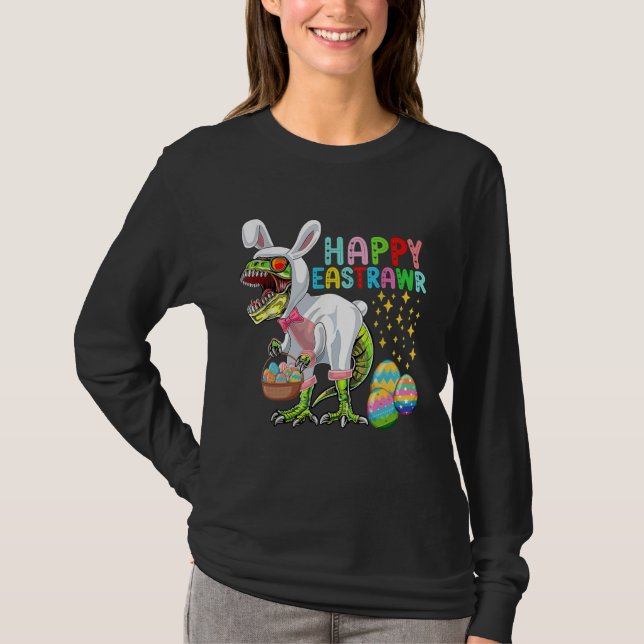 T-shirt Easter Bunny Rex Dinosaur Egg  2023 Happy EastRAWR (Devant)