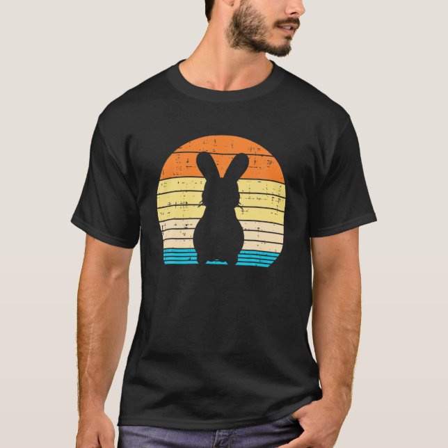 T-shirt Easter Bunny Silhouette Sunset Retro Rabbit Men (Devant)