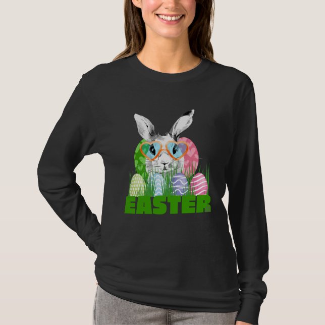 T-shirt Easter Bunny with Glasses Egg Hunting (Devant)
