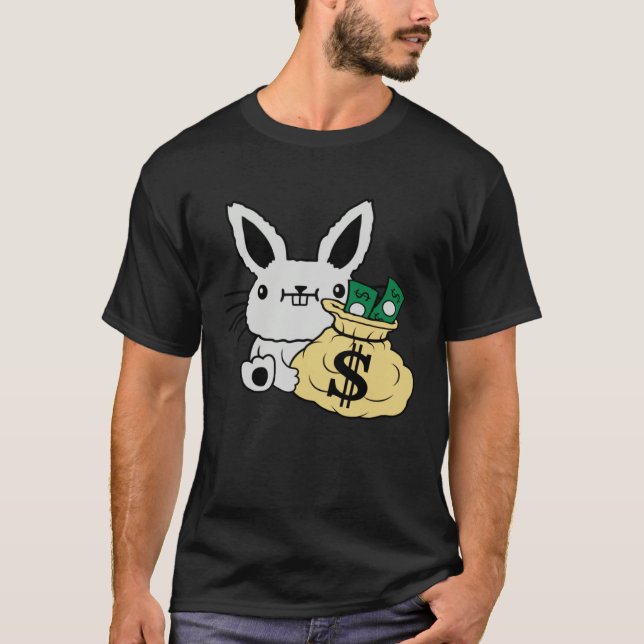 T-shirt Easter Bunny With Money In A Bag Cute Rich Rabbit (Devant)