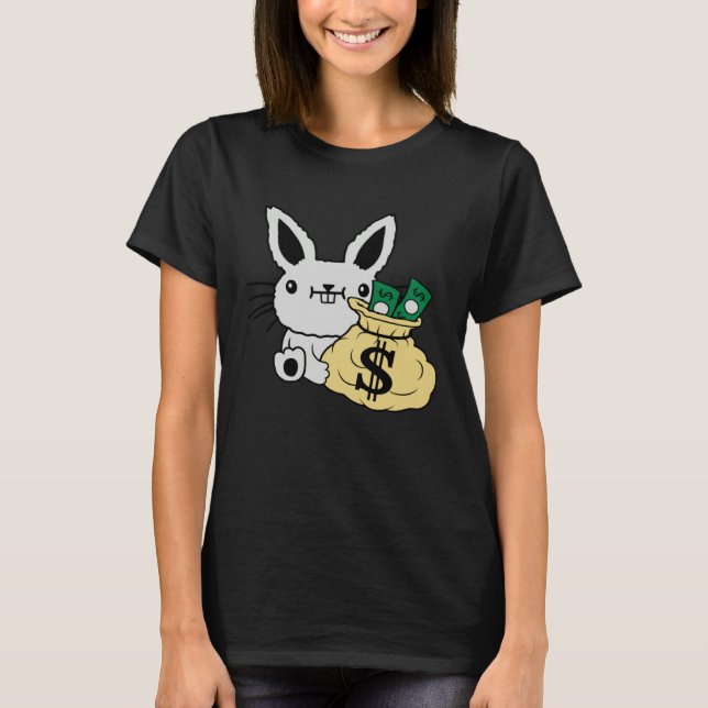 T-shirt Easter Bunny With Money In A Bag Cute Rich Rabbit (Devant)