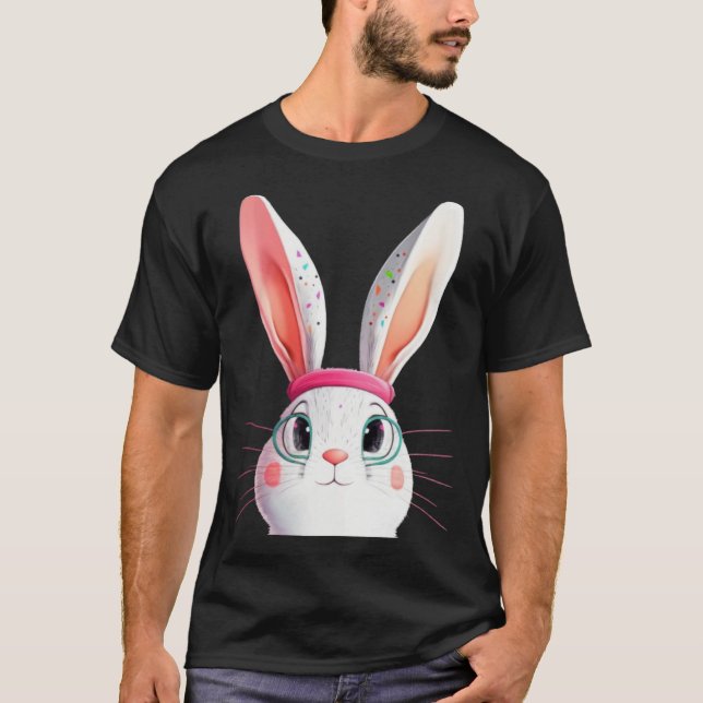 T-shirt Easter Bunny with Pink Headband (Devant)