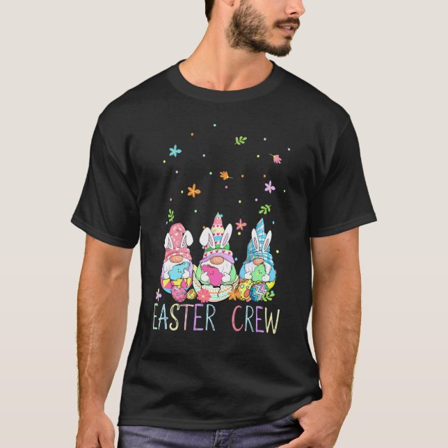 T-shirt Easter Crew Three Gnomes Bunny Ears Egg Hunting Ch (Devant)