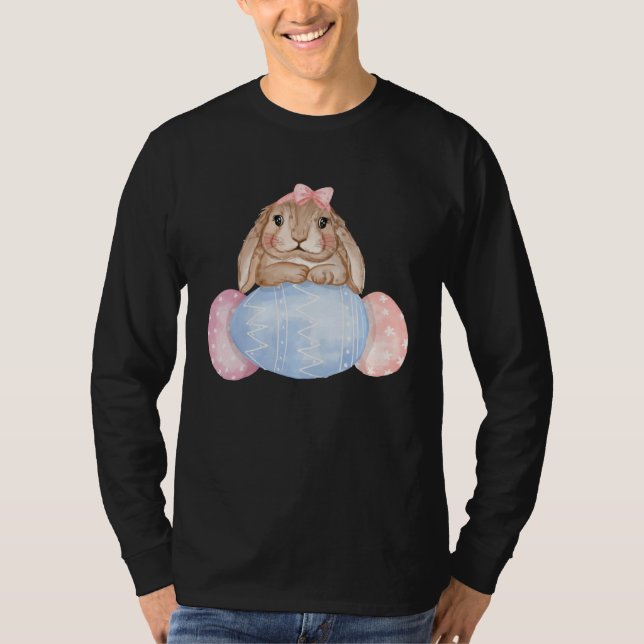 T-shirt Easter day Cute Easter Bunny Holding Easter Eggs f (Devant)