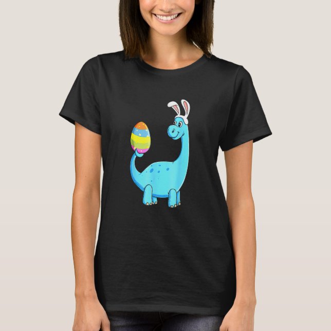 T-shirt Easter Day T Rex Dino Rabbit Ears With Egg Boys (Devant)