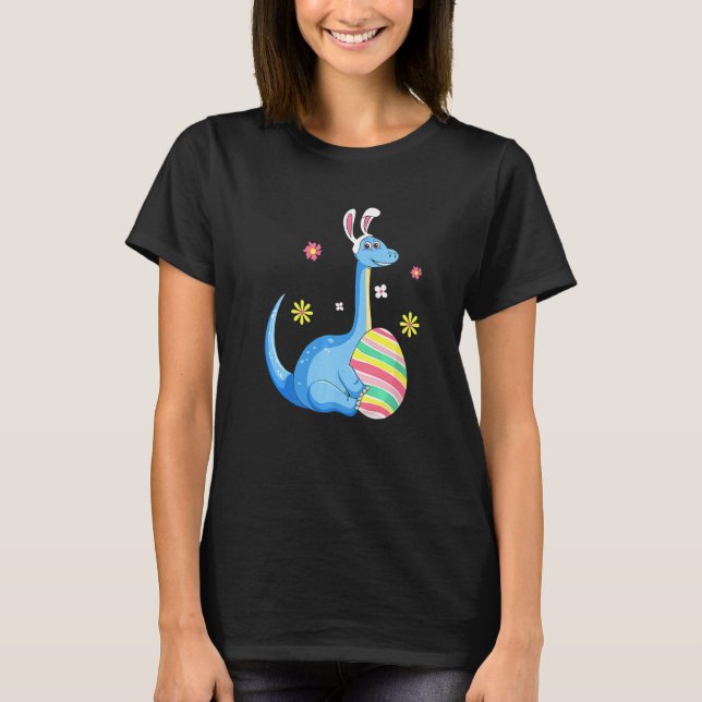 T-shirt Easter Day T Rex Dino Rabbit Ears With Egg Boys (Devant)